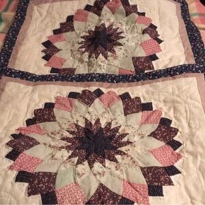 Pair Patchwork Floral Quilted pillow cases in Pink and Purple